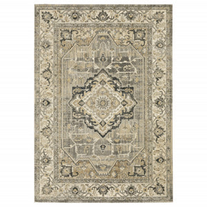 Homeroots 10' X 13' Beige And Gray Traditional Medallion Indoor Area Rug  Polypropylene 388087