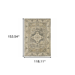 Homeroots 10' X 13' Beige And Gray Traditional Medallion Indoor Area Rug  Polypropylene 388087