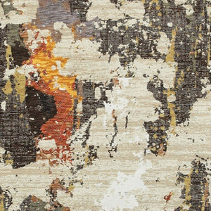 HomeRoots 8' Stylish Beige and Black Runner Rug for Hallways, Entryways, and High-Traffic Areas, Durable Nylon 8'6" x 11'7" 388090