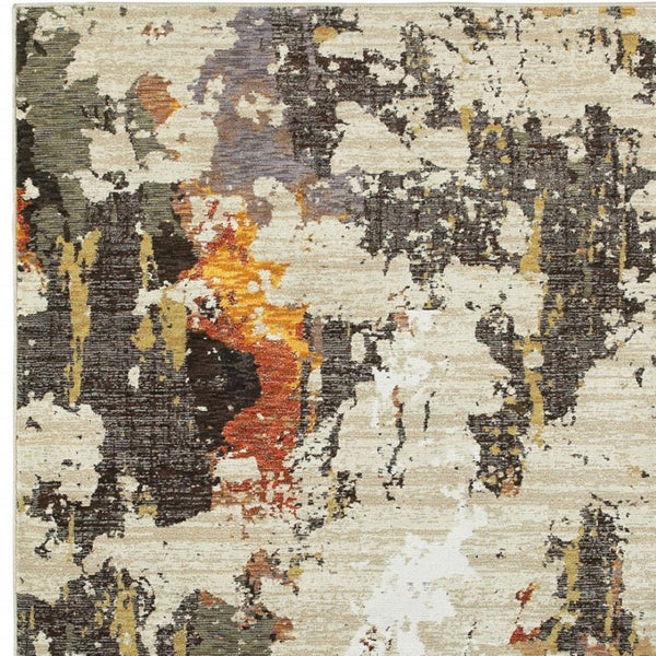 HomeRoots 8' Stylish Beige and Black Runner Rug for Hallways, Entryways, and High-Traffic Areas, Durable Nylon 8'6" x 11'7" 388090