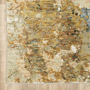 HomeRoots 8' Gold and Ivory Runner Rug - Elevate Your Space with Chic Design, Durability, and Easy Maintenance 8'6" x 11'7" 388091