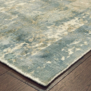 HomeRoots 3' Blue and Gray Abstract Splash Indoor Rug – Artful Design for Contemporary Hallways and Entryways 8' X 10' Rectangle 388093