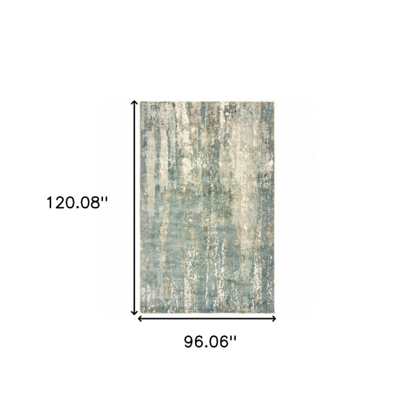 HomeRoots 3' Blue and Gray Abstract Splash Indoor Rug – Artful Design for Contemporary Hallways and Entryways 8' X 10' Rectangle 388093