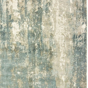 HomeRoots 3' Blue and Gray Abstract Splash Indoor Rug – Artful Design for Contemporary Hallways and Entryways 8' X 10' Rectangle 388093