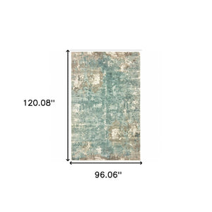 HomeRoots 3' Blue and Gray Abstract Indoor Runner Rug - Hand-Crafted, Soft Viscose, Elegant Contemporary Style 8' x 10' 388094