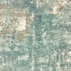 HomeRoots 3' Blue and Gray Abstract Indoor Runner Rug - Hand-Crafted, Soft Viscose, Elegant Contemporary Style 8' x 10' 388094