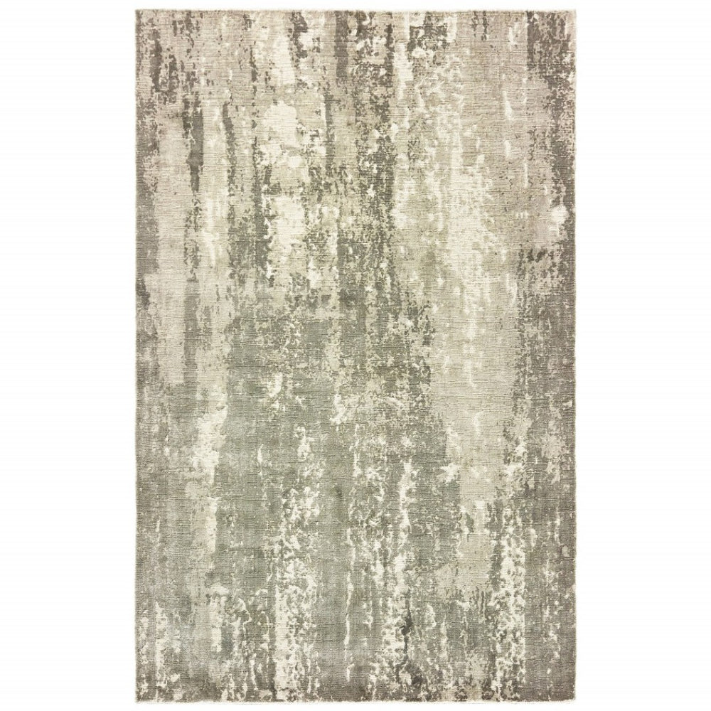 HomeRoots 3' Gray and Ivory Abstract Splash Indoor Runner Rug – Hand-Crafted Luxury for Modern Spaces 8' x 10' 388095