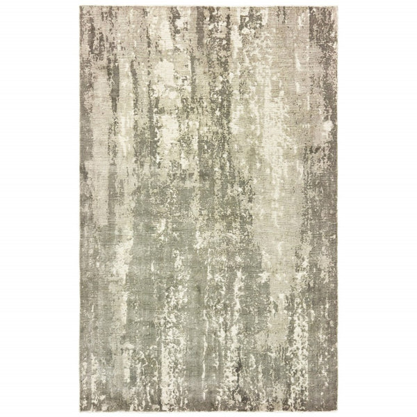 HomeRoots 3' Gray and Ivory Abstract Splash Indoor Runner Rug – Hand-Crafted Luxury for Modern Spaces 8' x 10' 388095