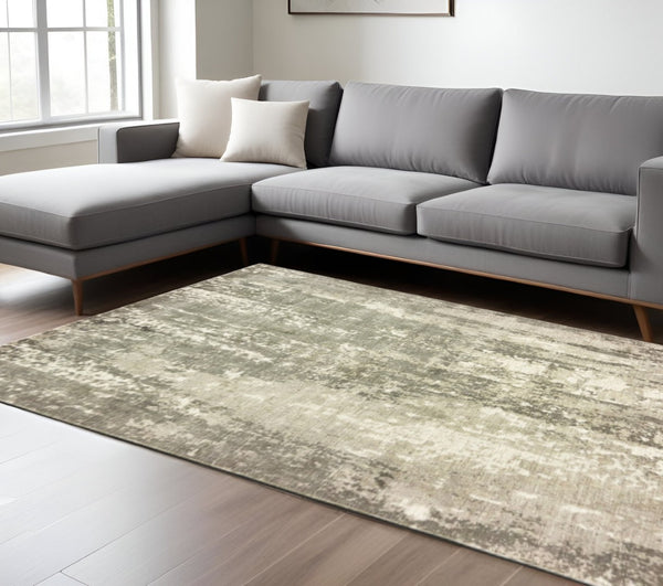 HomeRoots 3' Gray and Ivory Abstract Splash Indoor Runner Rug – Hand-Crafted Luxury for Modern Spaces 8' x 10' 388095