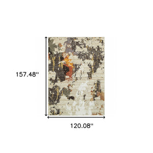HomeRoots 8' Stylish Beige and Black Runner Rug for Hallways, Entryways, and High-Traffic Areas, Durable Nylon 10' x 13'2" 388096