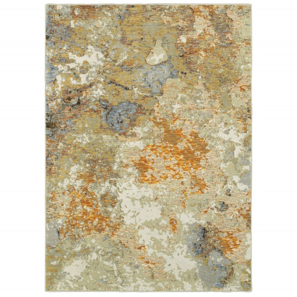 HomeRoots 8' Gold and Ivory Runner Rug - Elevate Your Space with Chic Design, Durability, and Easy Maintenance 10' x 13'2" 388097