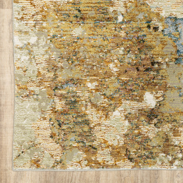 HomeRoots 8' Gold and Ivory Runner Rug - Elevate Your Space with Chic Design, Durability, and Easy Maintenance 10' x 13'2" 388097