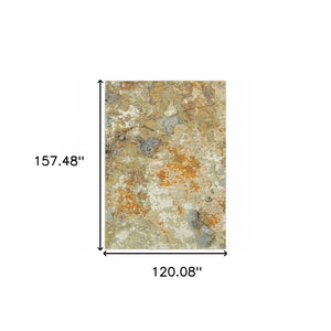 HomeRoots 8' Gold and Ivory Runner Rug - Elevate Your Space with Chic Design, Durability, and Easy Maintenance 10' x 13'2" 388097