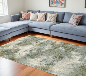 Homeroots 10' X 13' Blue Green Power Loom Area Rug  Nylon 388098