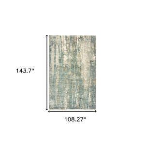 HomeRoots 3' Blue and Gray Abstract Splash Indoor Rug – Artful Design for Contemporary Hallways and Entryways 9' X 12' Rectangle 388099