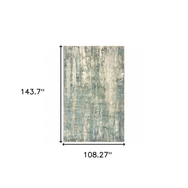 HomeRoots 3' Blue and Gray Abstract Splash Indoor Rug – Artful Design for Contemporary Hallways and Entryways 9' X 12' Rectangle 388099