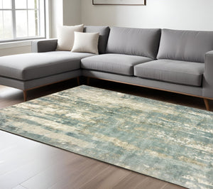HomeRoots 3' Blue and Gray Abstract Splash Indoor Rug – Artful Design for Contemporary Hallways and Entryways 9' X 12' Rectangle 388099