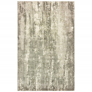HomeRoots 3' Gray and Ivory Abstract Splash Indoor Runner Rug – Hand-Crafted Luxury for Modern Spaces 9' x 12' 388101