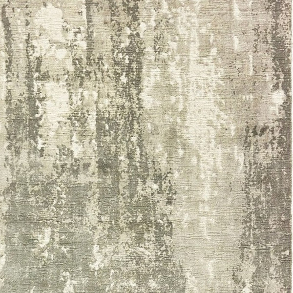 HomeRoots 3' Gray and Ivory Abstract Splash Indoor Runner Rug – Hand-Crafted Luxury for Modern Spaces 9' x 12' 388101