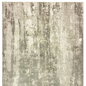 HomeRoots 3' Gray and Ivory Abstract Splash Indoor Runner Rug – Hand-Crafted Luxury for Modern Spaces 9' x 12' 388101
