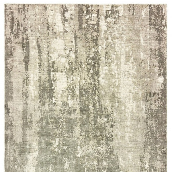 HomeRoots 3' Gray and Ivory Abstract Splash Indoor Runner Rug – Hand-Crafted Luxury for Modern Spaces 9' x 12' 388101