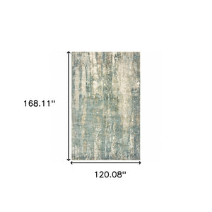 HomeRoots 3' Blue and Gray Abstract Splash Indoor Rug – Artful Design for Contemporary Hallways and Entryways 10' X 14' Rectangle 388102
