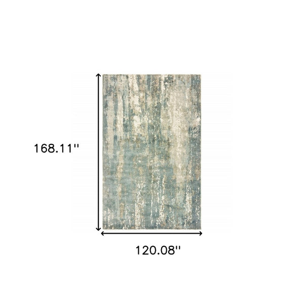 HomeRoots 3' Blue and Gray Abstract Splash Indoor Rug – Artful Design for Contemporary Hallways and Entryways 10' X 14' Rectangle 388102