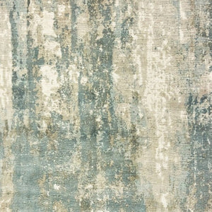 HomeRoots 3' Blue and Gray Abstract Splash Indoor Rug – Artful Design for Contemporary Hallways and Entryways 10' X 14' Rectangle 388102