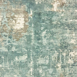 HomeRoots 3' Blue and Gray Abstract Indoor Runner Rug - Hand-Crafted, Soft Viscose, Elegant Contemporary Style 10' x 14' 388103
