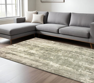 HomeRoots 3' Gray and Ivory Abstract Splash Indoor Runner Rug – Hand-Crafted Luxury for Modern Spaces 10' x 14' 388104