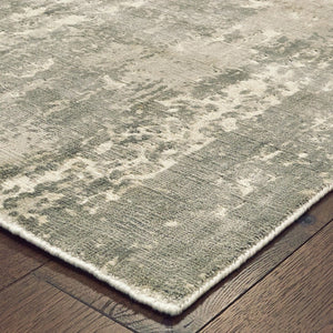HomeRoots 3' Gray and Ivory Abstract Splash Indoor Runner Rug – Hand-Crafted Luxury for Modern Spaces 10' x 14' 388104