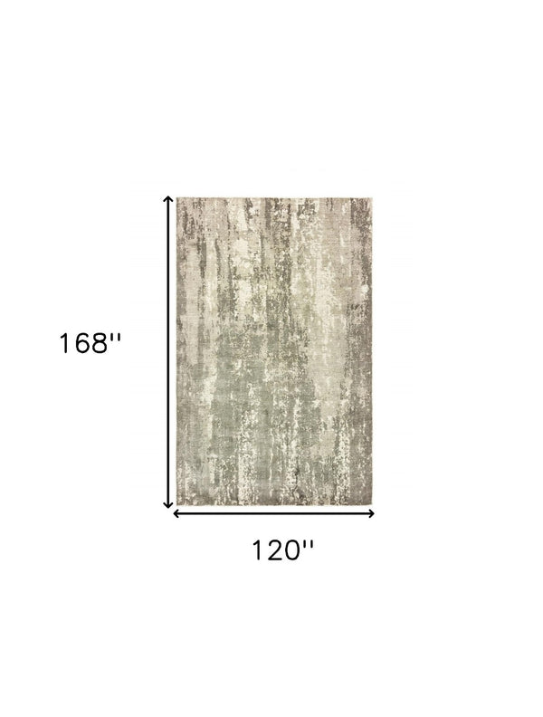 HomeRoots 3' Gray and Ivory Abstract Splash Indoor Runner Rug – Hand-Crafted Luxury for Modern Spaces 10' x 14' 388104