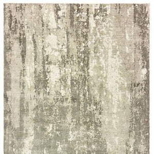 HomeRoots 3' Gray and Ivory Abstract Splash Indoor Runner Rug – Hand-Crafted Luxury for Modern Spaces 10' x 14' 388104