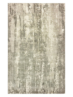 HomeRoots 3' Gray and Ivory Abstract Splash Indoor Runner Rug – Hand-Crafted Luxury for Modern Spaces 10' x 14' 388104