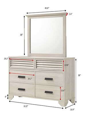 English Elm 1pc Modern 9-Drawer Dresser with Round Knobs, Gunmetal Wood-Pattern Finish, Stylish Bedroom Storage Beige 63.9 L x 19.02 W x 38.39 H B2741P346329