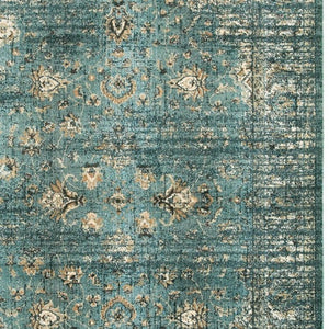 HomeRoots 10' Elegant Medallion Distressed Area Rug for Living Spaces - Durable, Stain-Resistant Design Blue/ Ivory 9'10" x 12'10" 388180