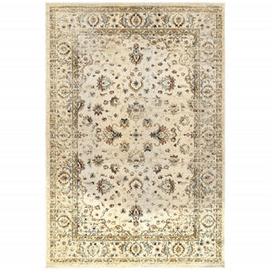 Homeroots 4' X 6' Ivory And Gold Distressed Indoor Area Rug Ivory,Gold Polypropylene 388182