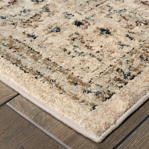 Homeroots 4' X 6' Ivory And Gold Distressed Indoor Area Rug Ivory,Gold Polypropylene 388182