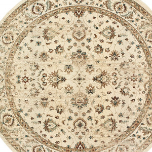 Homeroots 8’ Round Ivory And Gold Distressed Indoor Area Rug Ivory,Gold Polypropylene 388186