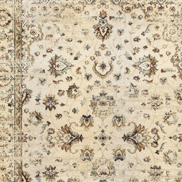 Homeroots 10' X 13' Ivory And Gold Distressed Indoor Area Rug Ivory,Gold Polypropylene 388187