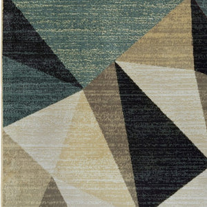 Homeroots 10' X 13' Gray And Teal Geometrics Indoor Area Rug  Polypropylene 388200