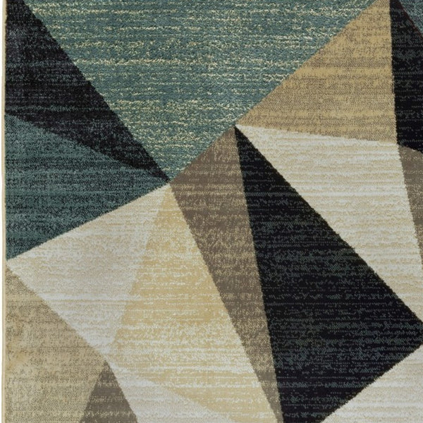 Homeroots 10' X 13' Gray And Teal Geometrics Indoor Area Rug  Polypropylene 388200