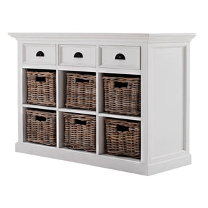 HomeRoots Modern Farmhouse Buffet Server with Hand-Woven Baskets for Stylish Storage and Organization Solutions 388213