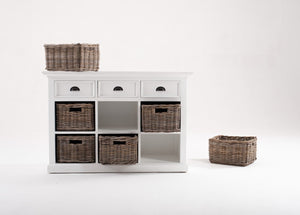 HomeRoots Modern Farmhouse Buffet Server with Hand-Woven Baskets for Stylish Storage and Organization Solutions 388213
