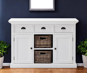 HomeRoots 49" White Wood Sideboard - Versatile Storage Buffet Console with 3 Drawers & 2 Doors for Any Room 388214