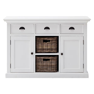 Homeroots White Modern Farmhouse Large Accent Cabinet With Baskets  Wood 388214