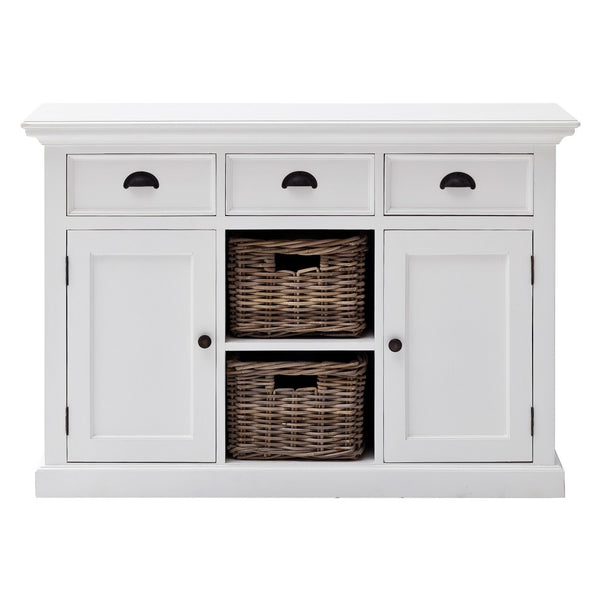 Homeroots White Modern Farmhouse Large Accent Cabinet With Baskets  Wood 388214