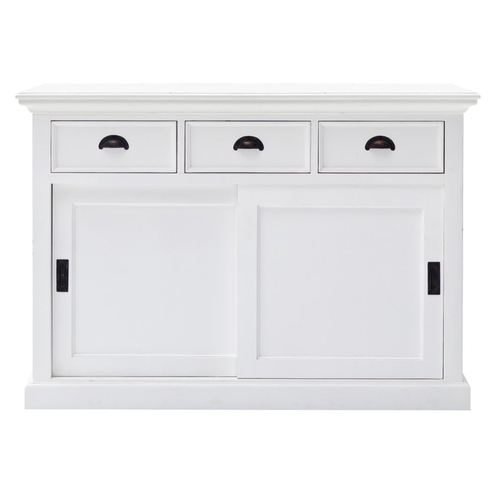 HomeRoots 49" White Buffet Server - Hand-Finished Farmhouse Design with Ample Storage & Classic Charm 388215