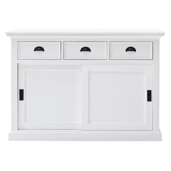 HomeRoots 49" White Buffet Server - Hand-Finished Farmhouse Design with Ample Storage & Classic Charm 388215