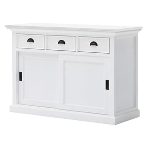 HomeRoots 49" White Buffet Server - Hand-Finished Farmhouse Design with Ample Storage & Classic Charm 388215